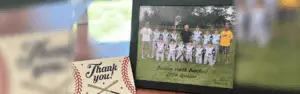 Thank you note and team photo from Bulldog Youth Baseball in Plainview-Elgin-Millville.